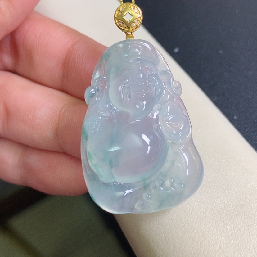 【闪购商品】翡翠颈饰18K金镶嵌财神