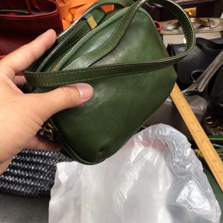 头层牛皮绿色汉堡包