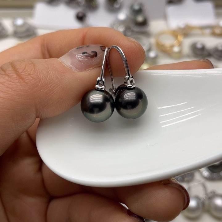 海水珍珠耳饰银S925镶嵌