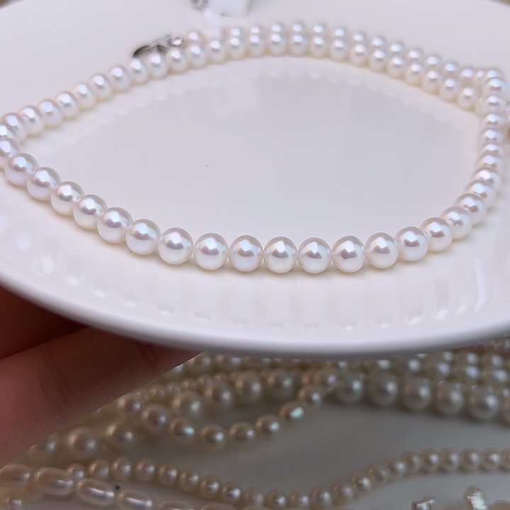 未镶嵌淡水珍珠颈饰6-7点位极光炫彩近正圆