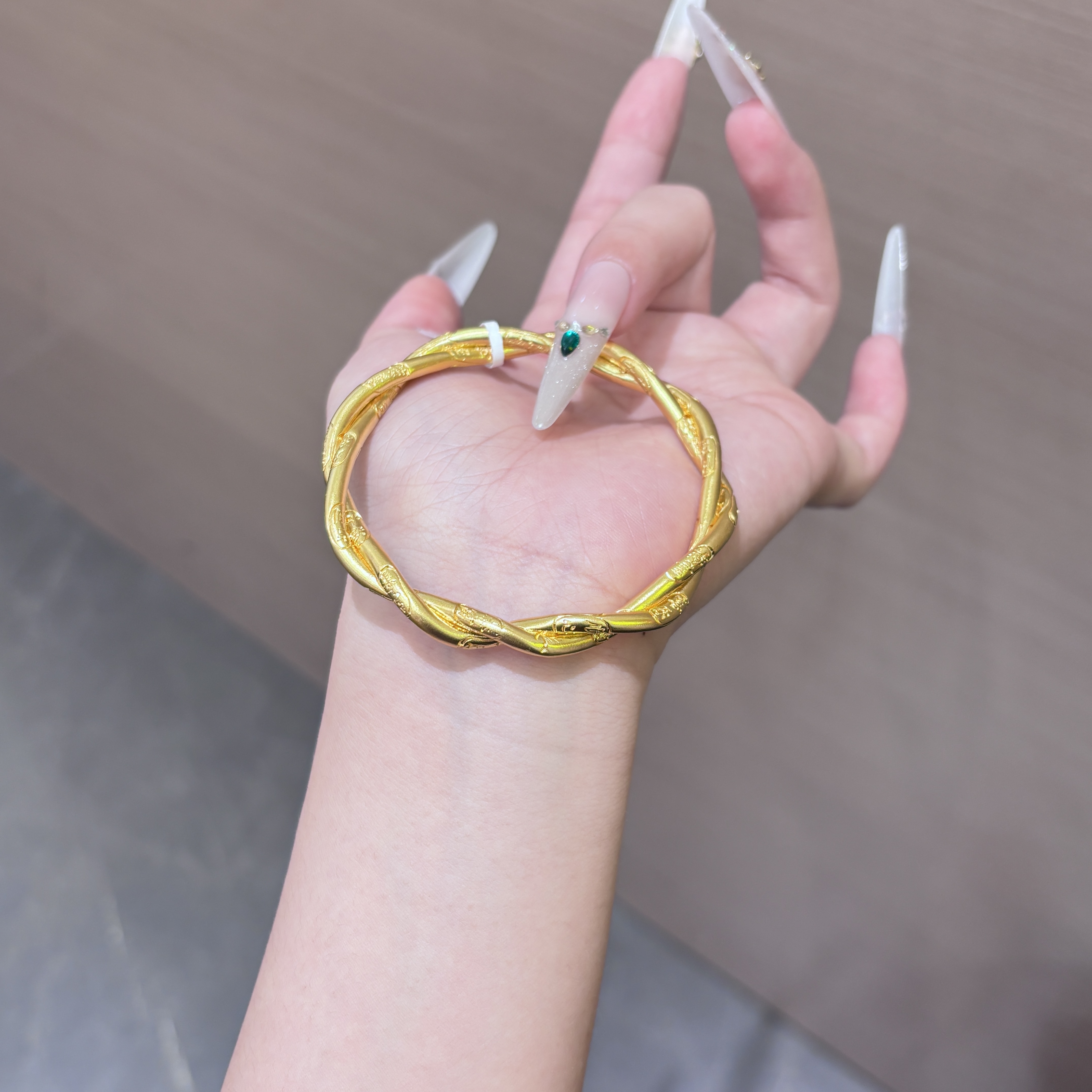 【菠萝珠宝】足金999 双圈麻花吉言金实心古法手镯