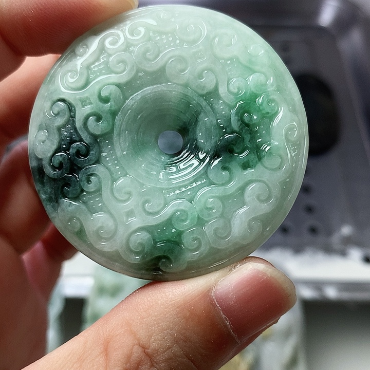 颈饰未镶嵌翡翠缅甸翡翠花开富贵平安扣