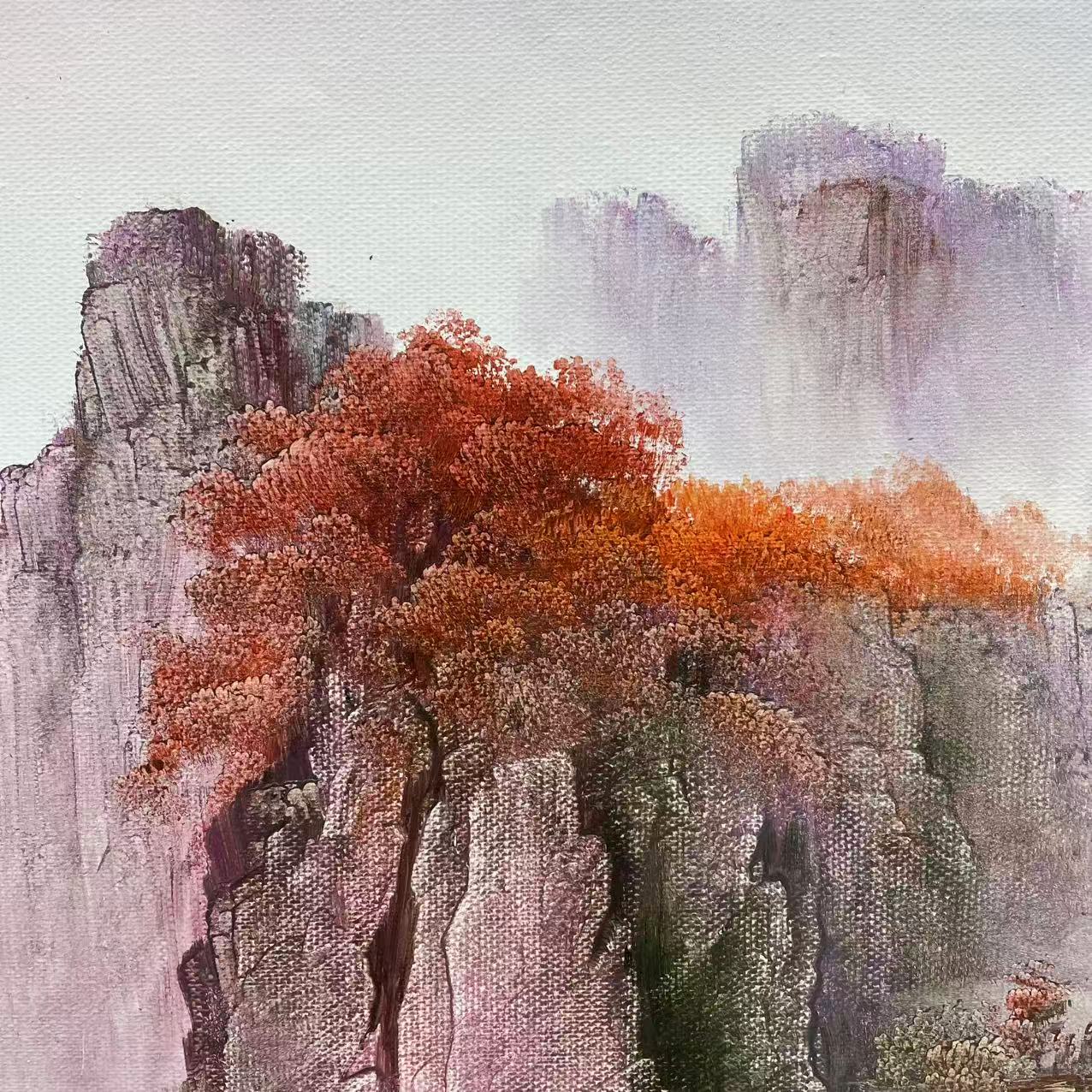 林彦新-*** - 5.24号 山水风景- 约50*60厘米-手绘油画-麻布