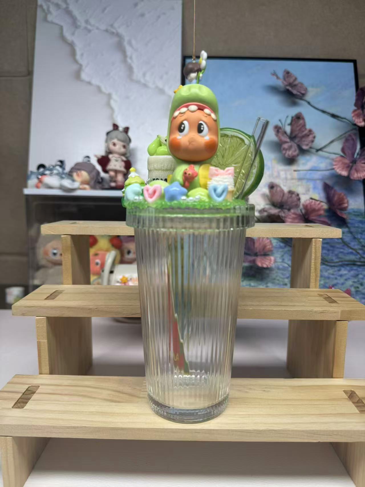 （直播拆）正版吸管杯奶油胶手作diy摆件