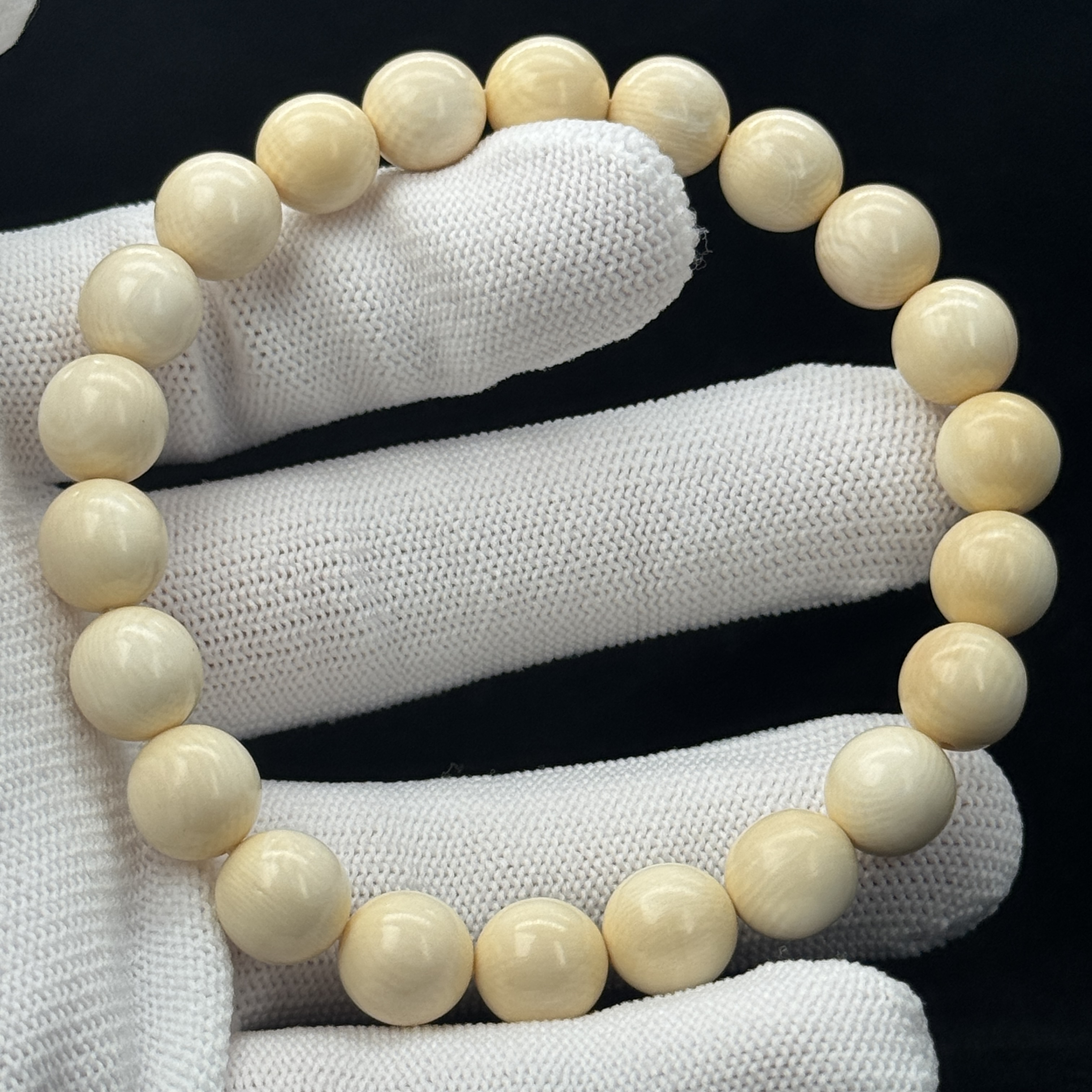 DEZHI/德志【瑕疵有裂】10mm圆珠手串17.6g天然猛犸牙手串K595