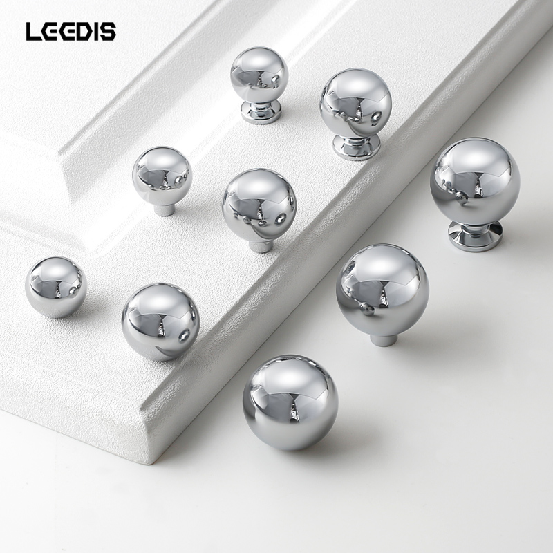 利德仕法式镀铬银色轻奢黄铜拉手现代简约衣柜橱柜圆球抽屉拉手