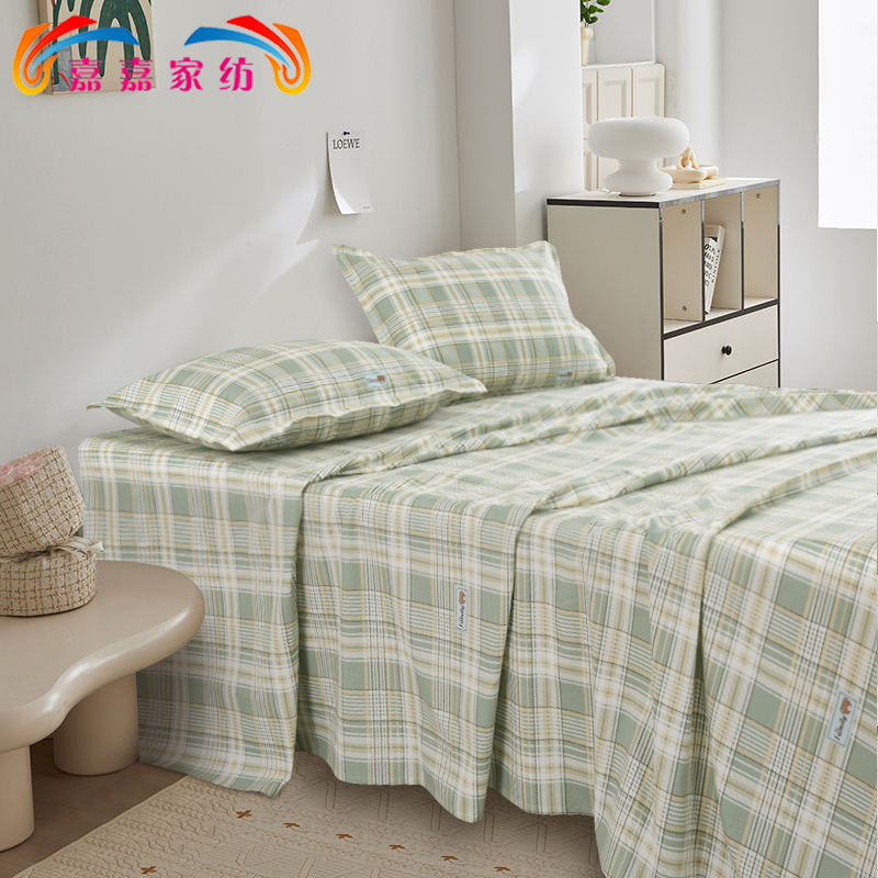 山东魏桥嘉嘉家纺鱼骨纹提花加厚老粗布凉席床单全棉新品透气