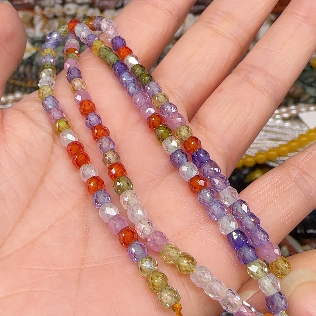 玛瑙/玉髓合金珠宝半成品4mm切面一条