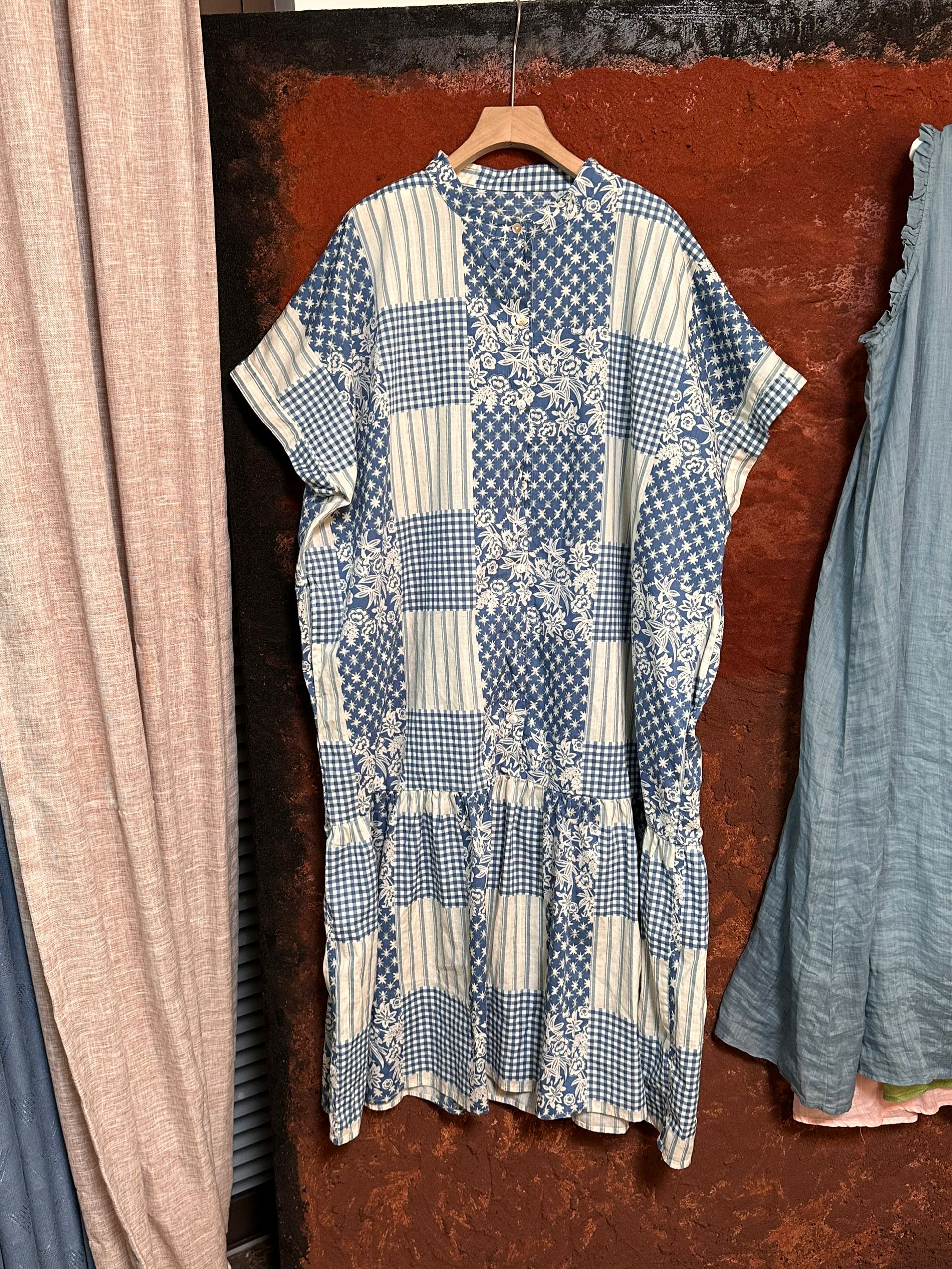 宽松腰短袖长裙中长裙大码连衣裙极简风欧若智性风胸围158衣长118