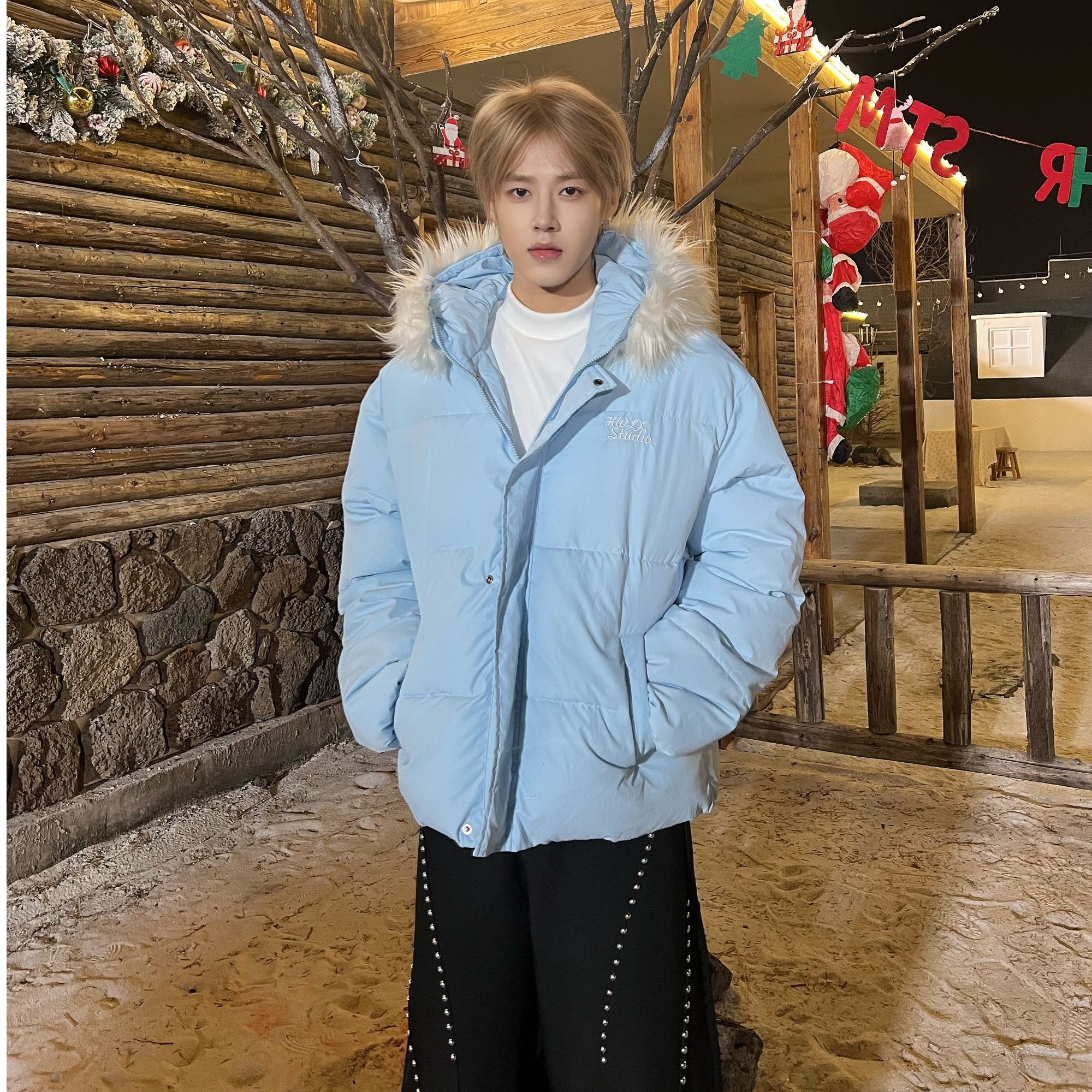 韩汶栩HWLX新年上新【 三防御寒棉服】防水防风毛领连帽男女棉服