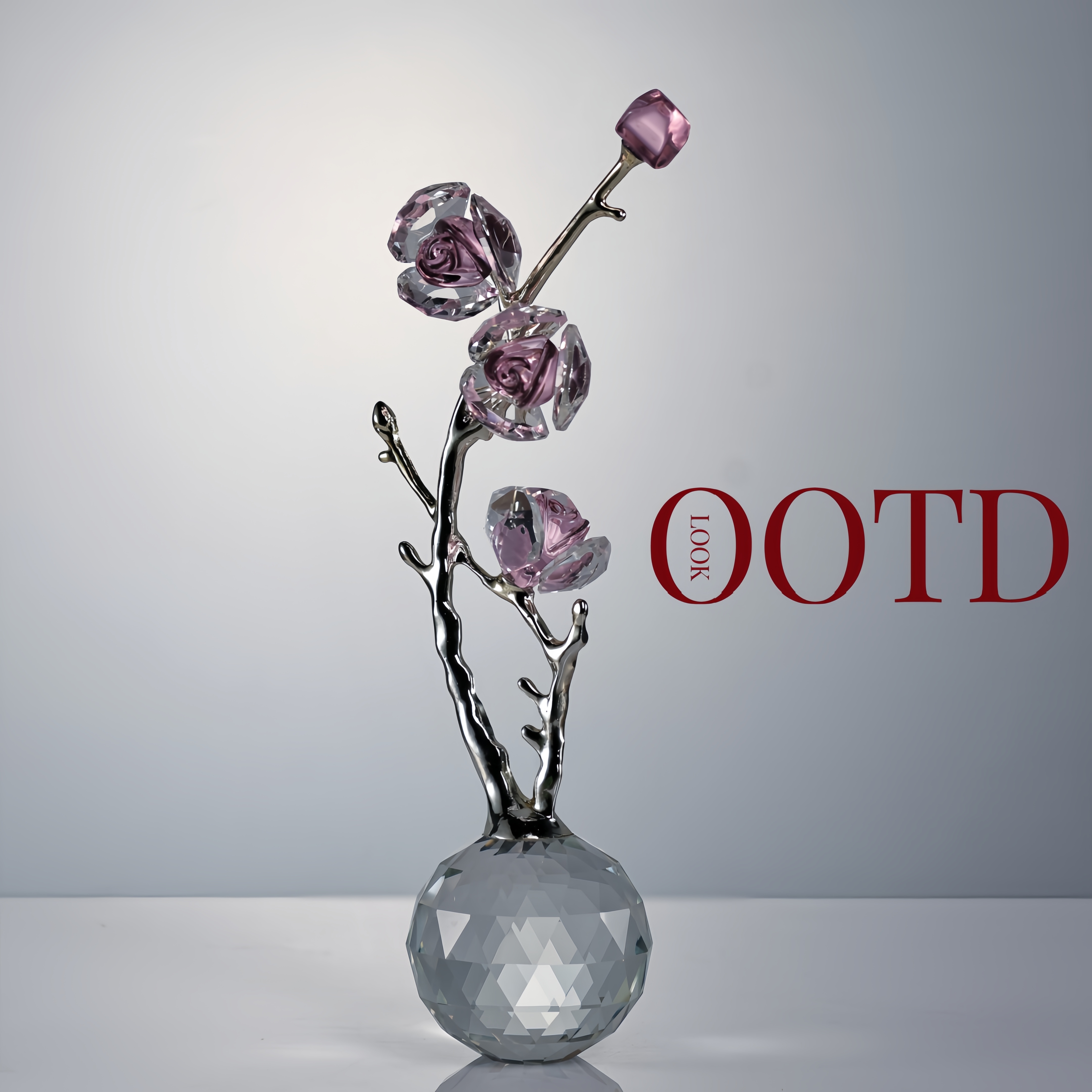 K9水晶玫瑰花摆件高端装饰客厅摆件