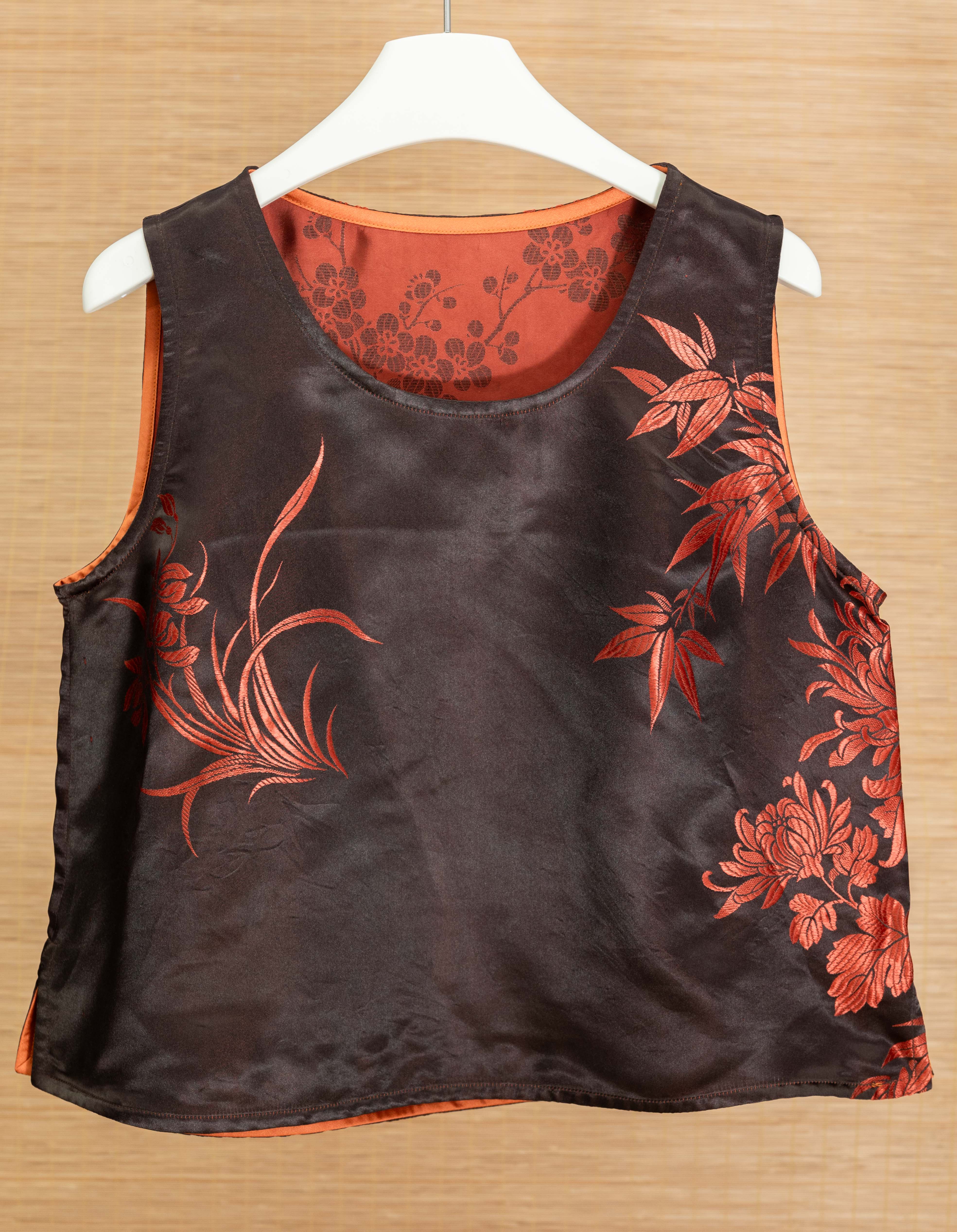 【云囍原创设计】复古百搭老软缎单层提花福利小背心