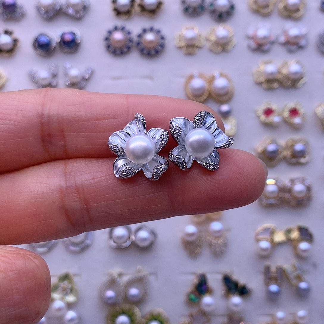 淡水珍珠耳饰合金