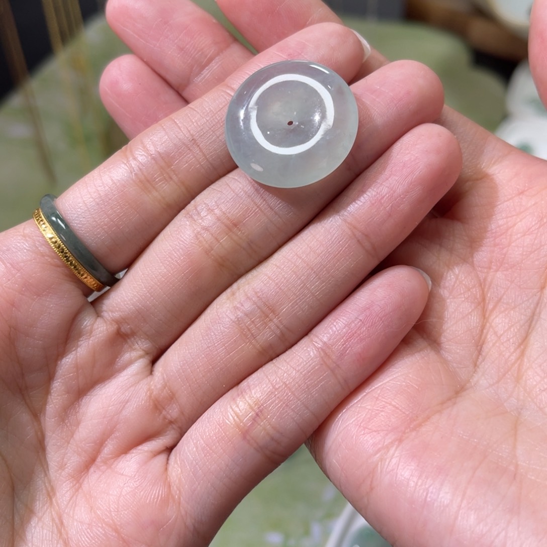 定制翡翠18K金镶嵌平安扣