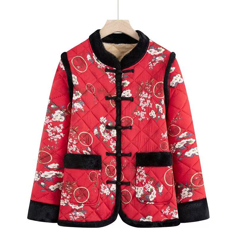 11871-中老年新款时尚保暖妈妈棉衣秋冬装外套加绒保暖上衣[A仓]