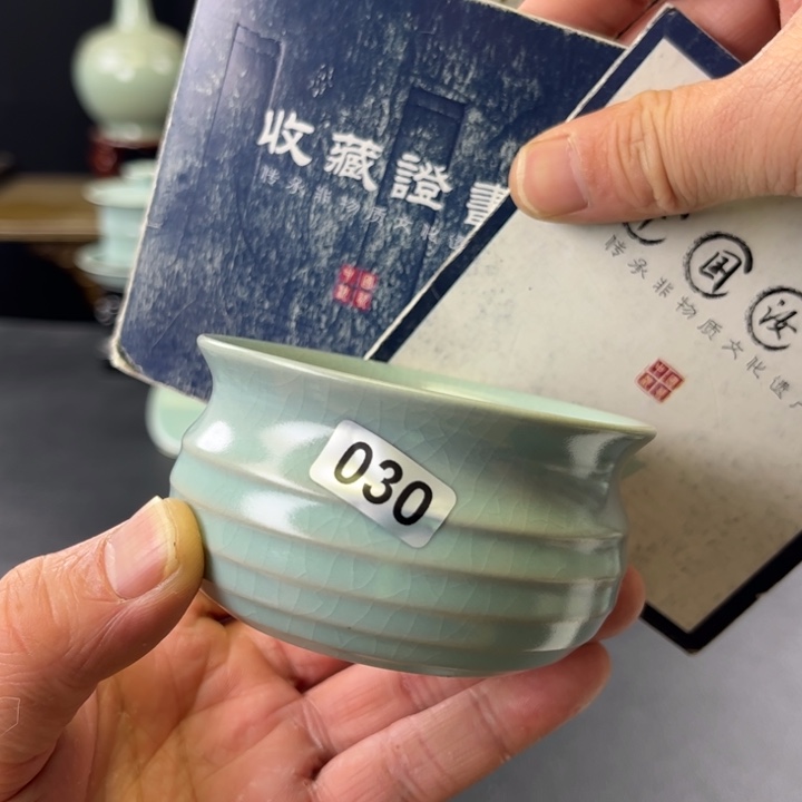 杯仿古釉汝官窑弦纹杯030号