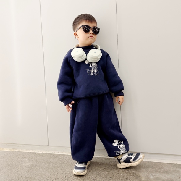 厚款套头男冬季秋冬摇粒绒套装冬款保暖童装外套运动