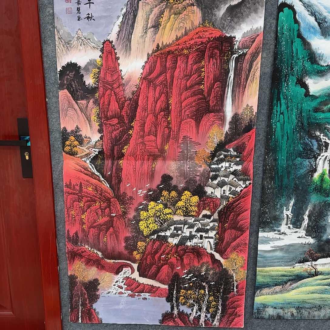 国画菩**下尺寸70X138手绘作品 