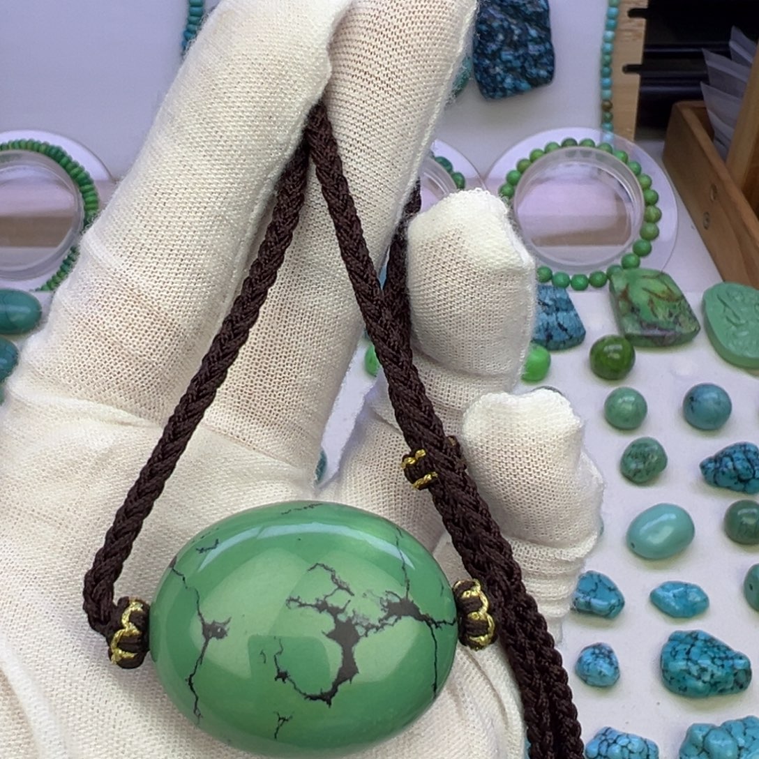 幸****菜籽绿网花扁珠吊坠27.9mm兰