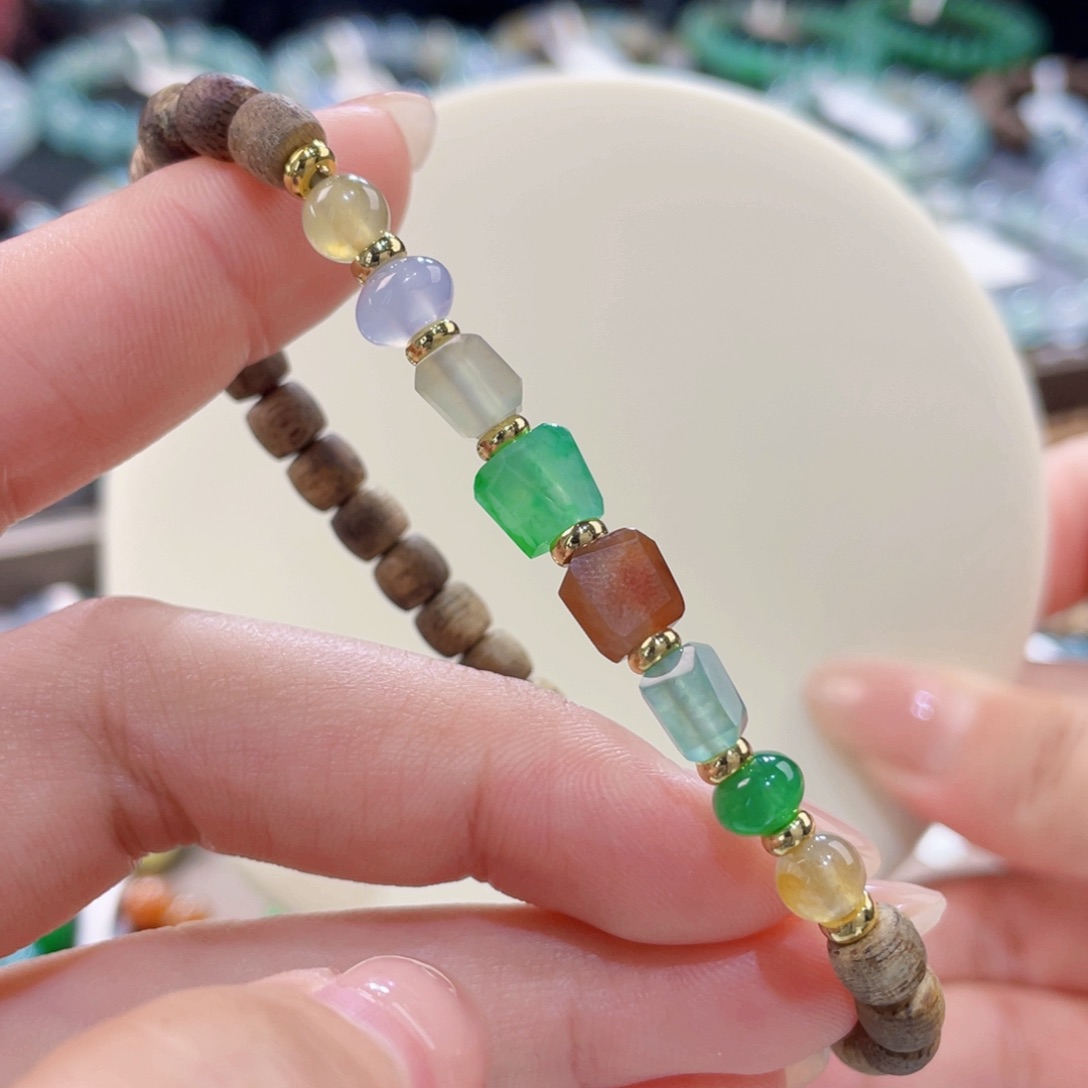 未镶嵌手链翡翠随形彩虹