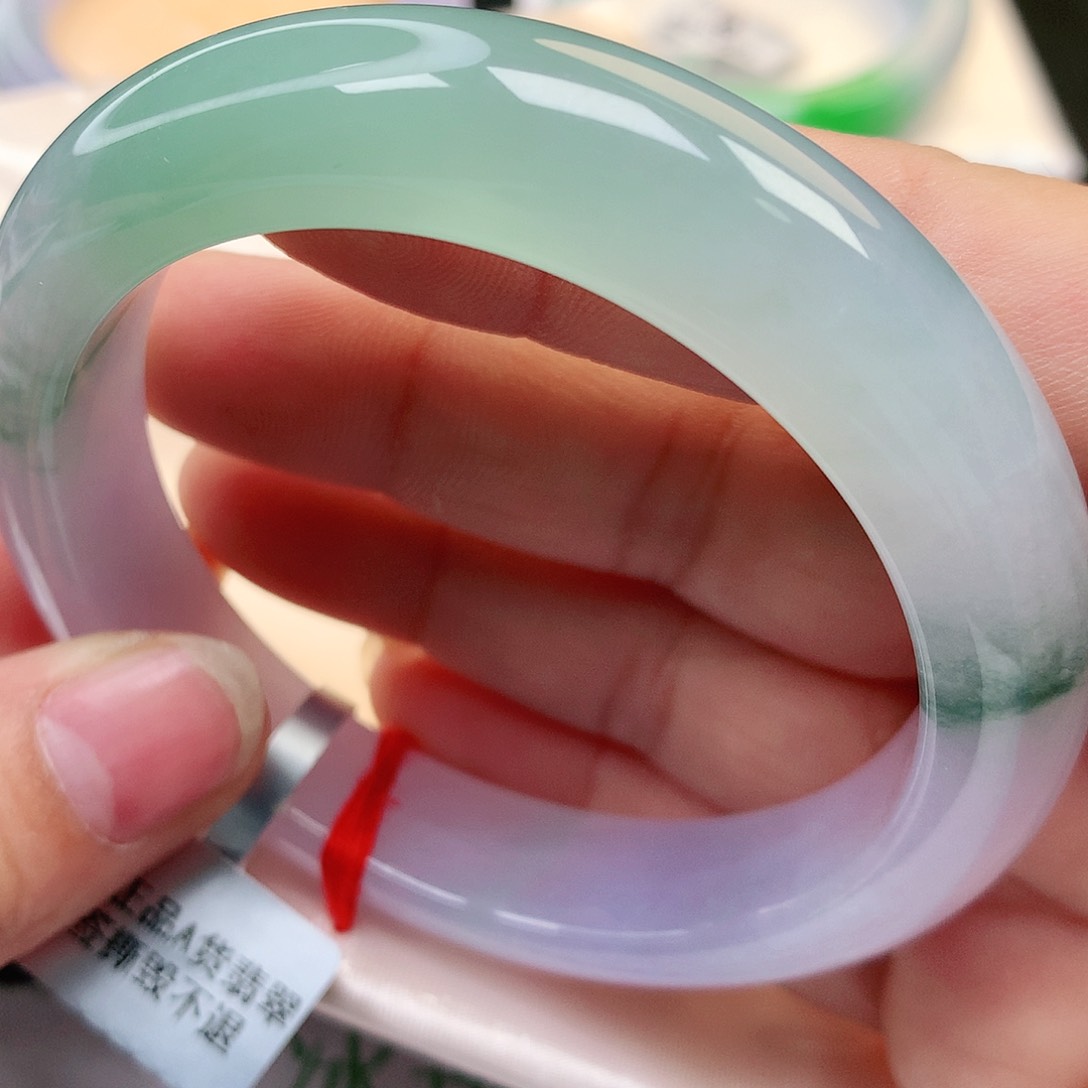 未镶嵌手镯翡翠A货翡翠老坑蓝胶紫底毕业镯6161号