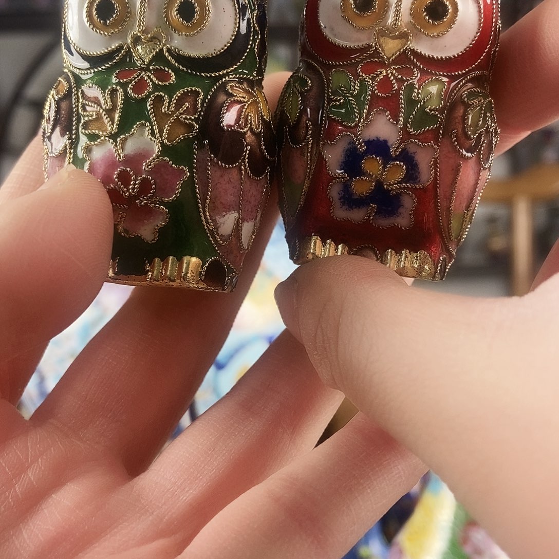 錦***钰景泰蓝猫头鹰两个