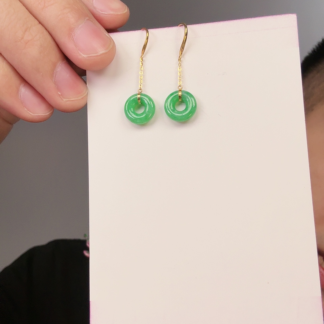 翡翠颈饰18K金镶嵌一对