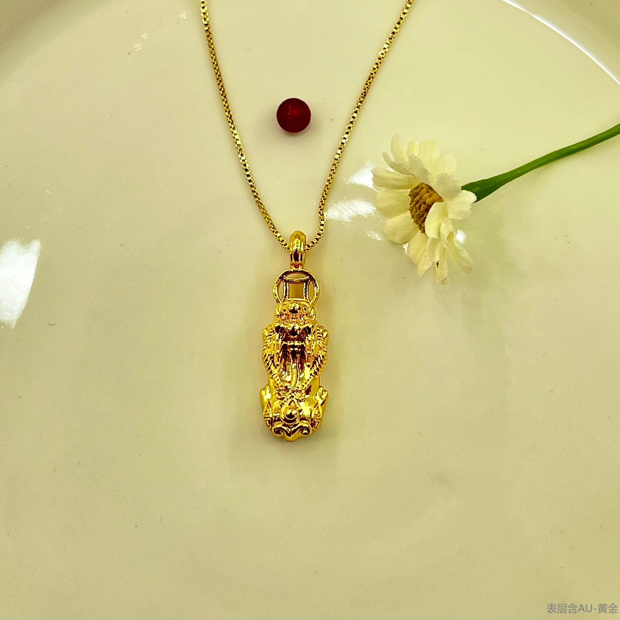 【顺丰包邮】黄金3D硬金工艺貔貅吊坠赠配珠套装（赠链）Z22