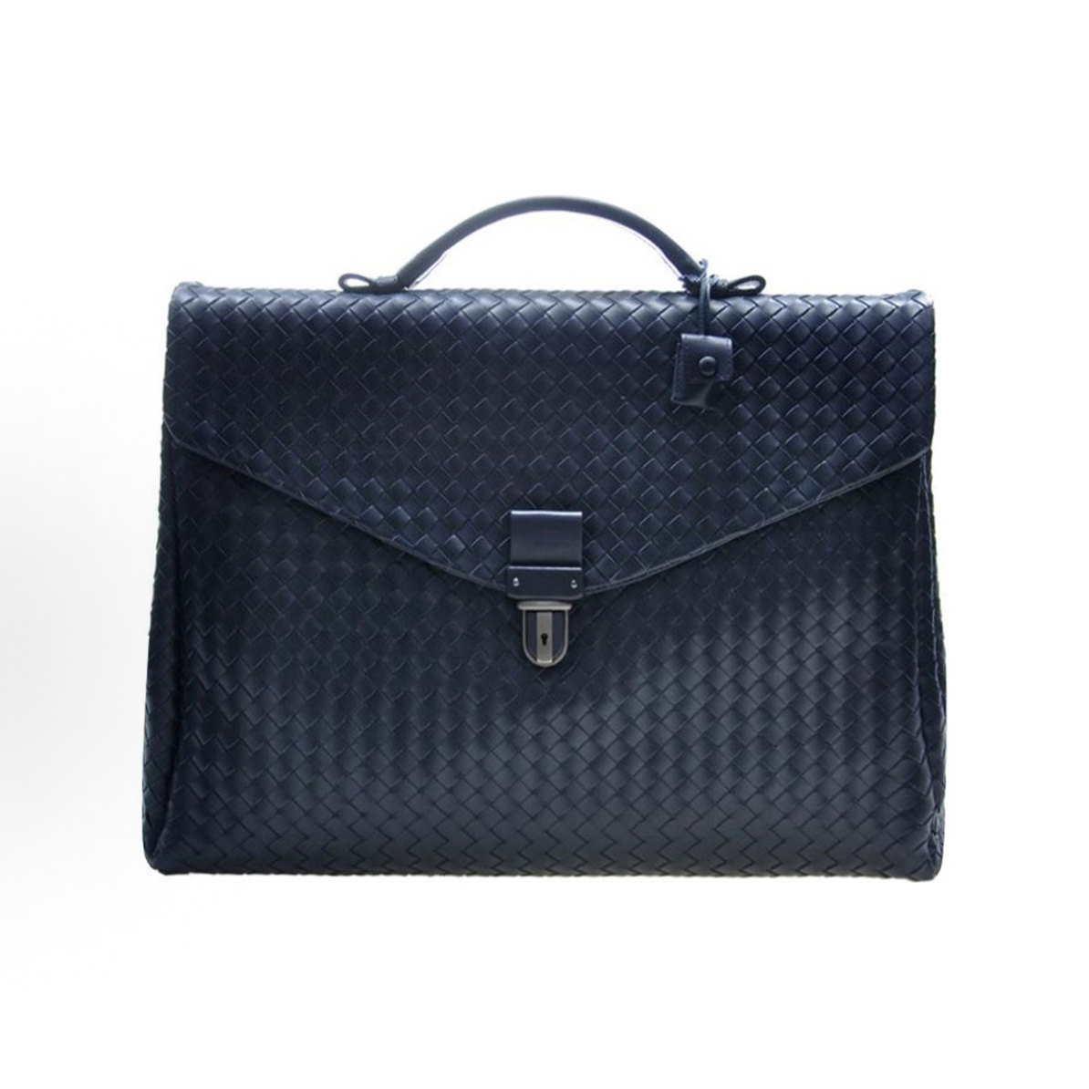 99新 BOTTEGA VENETA/葆蝶家  编织 牛皮 手提包男款蓝色二手