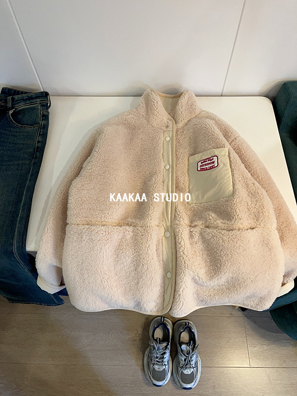 REKAYYAT“暖宝宝”冬季新款韩系时尚潮流百搭两面穿毛毛外套