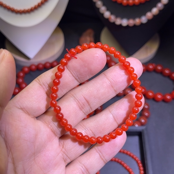 南红玛瑙未镶嵌手链5mm手串