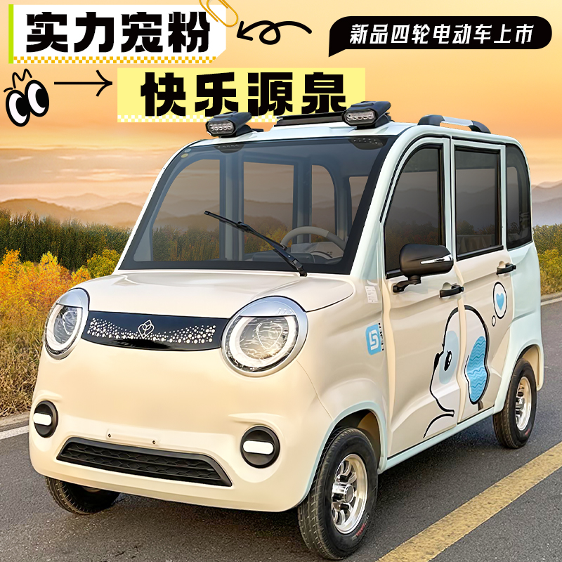 2025新款电动四轮车家用女士新能源冷暖空调老年代步电瓶车老头乐