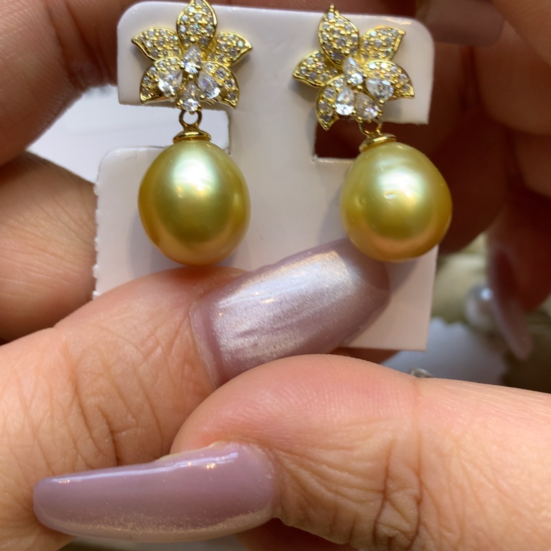 银S925镶嵌耳饰海水珍珠