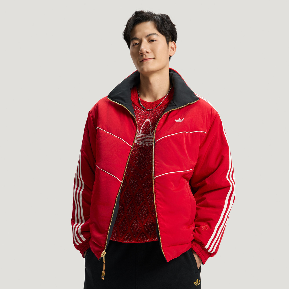 【新春氛围感】adidas/阿迪达斯双画三叶男士LNY JKT PAD棉服KT0639