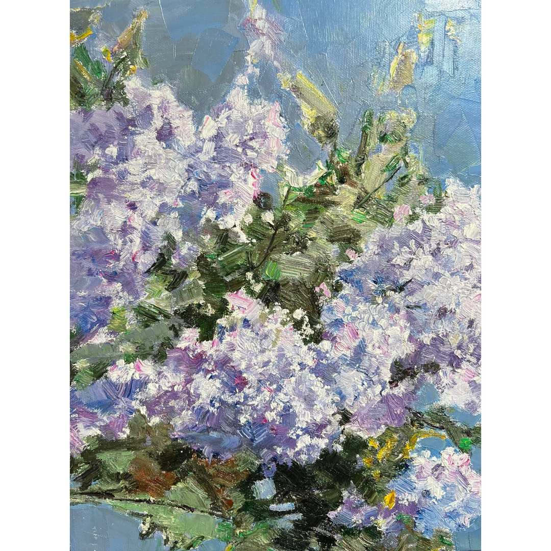 8198《丁香花》吴民本原创手绘油画46*35cm花卉作品适合餐厅卧室