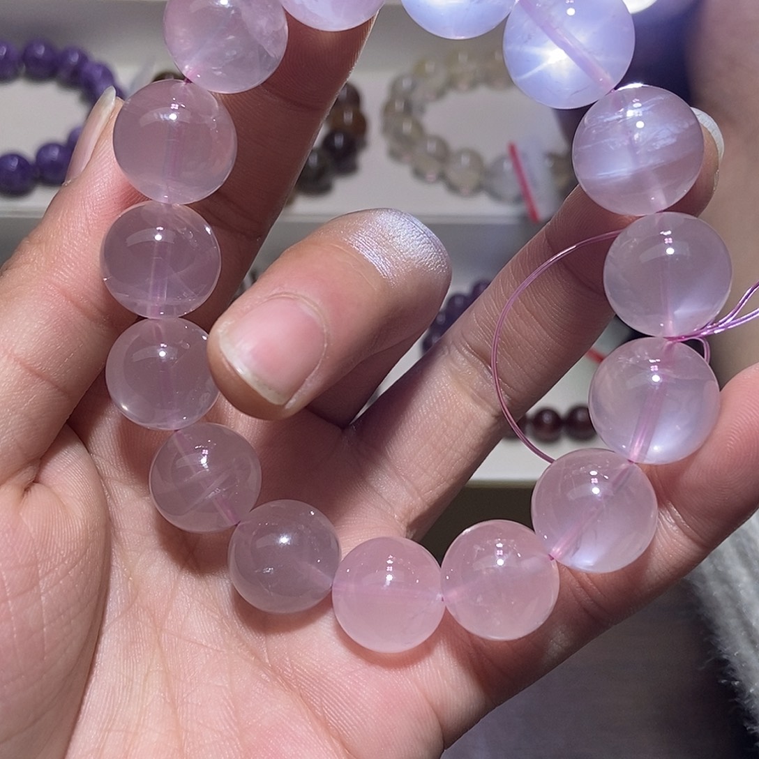 水晶未镶嵌手链莫桑比克星光粉晶15.4