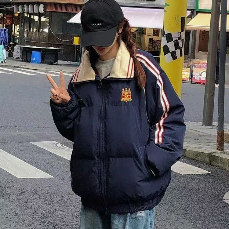 美式学院风棉服外套女秋冬新款爆款刺绣加厚保暖拉链开衫女