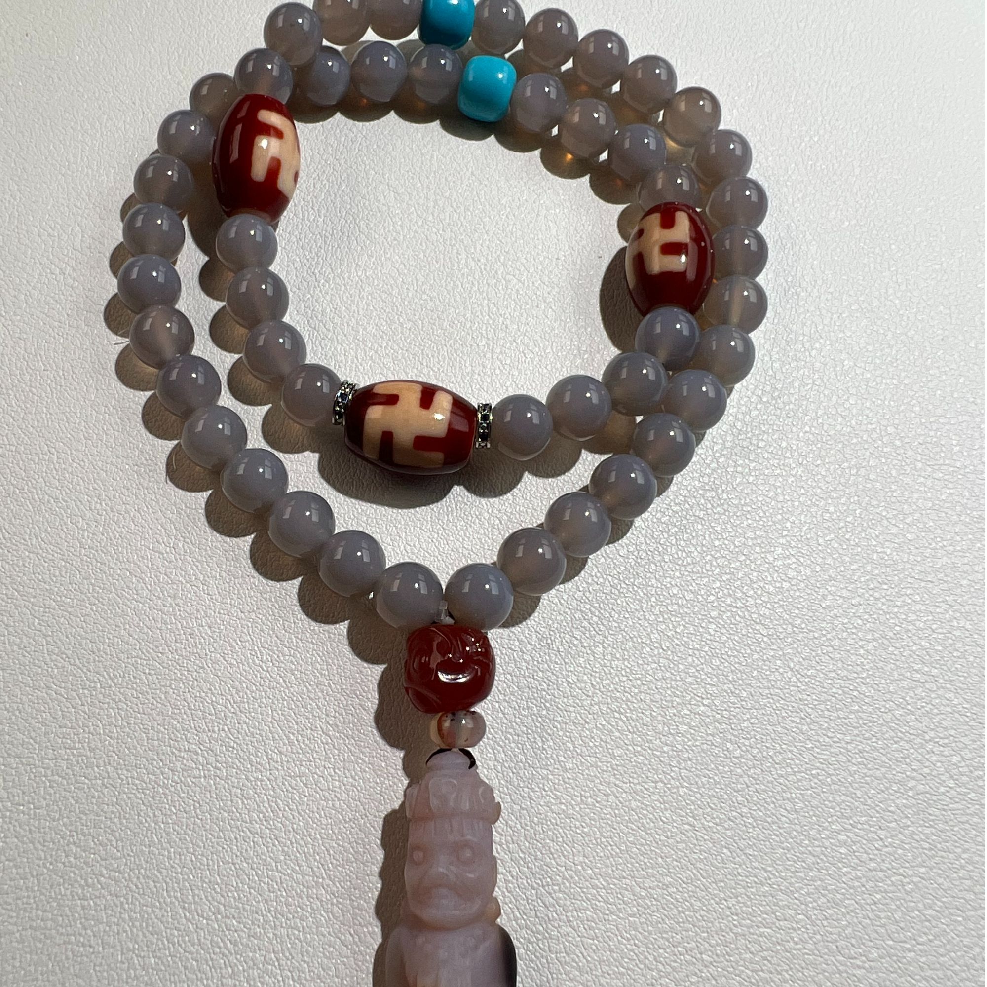 天然玛瑙高品质手工雕刻象神珠链