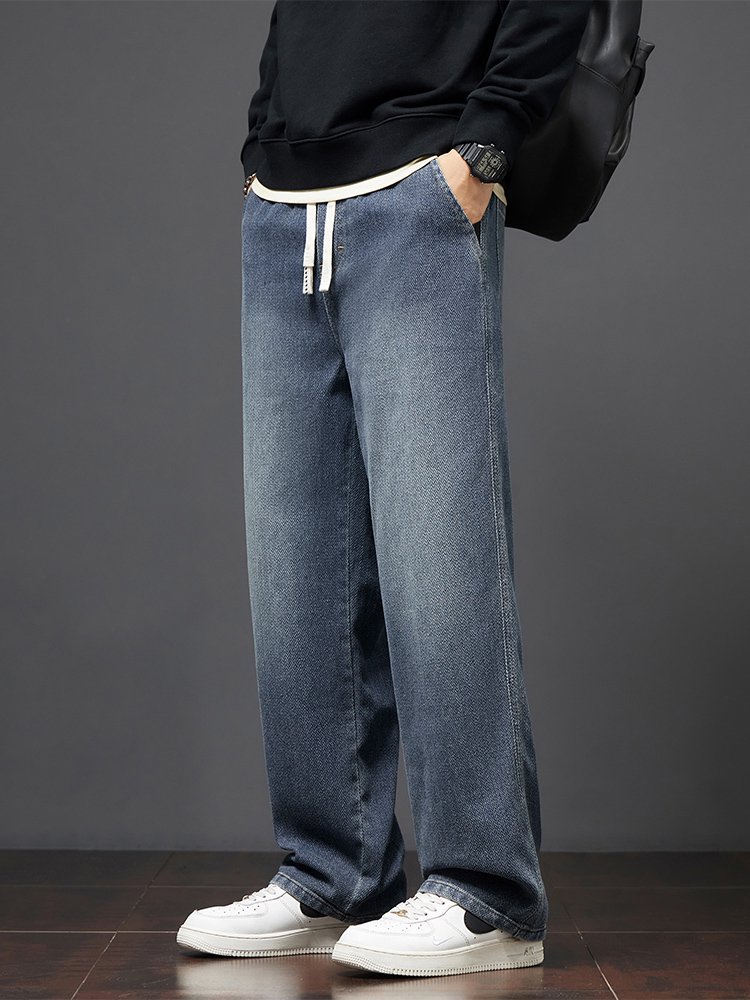 秋冬星空纹直筒水洗软牛仔