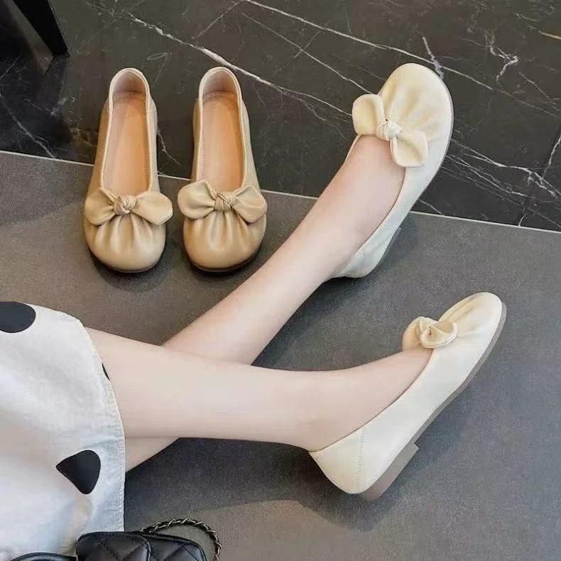 豆豆鞋单鞋蝴蝶结休闲浅口蝴蝶秋季平底女鞋时尚夏季