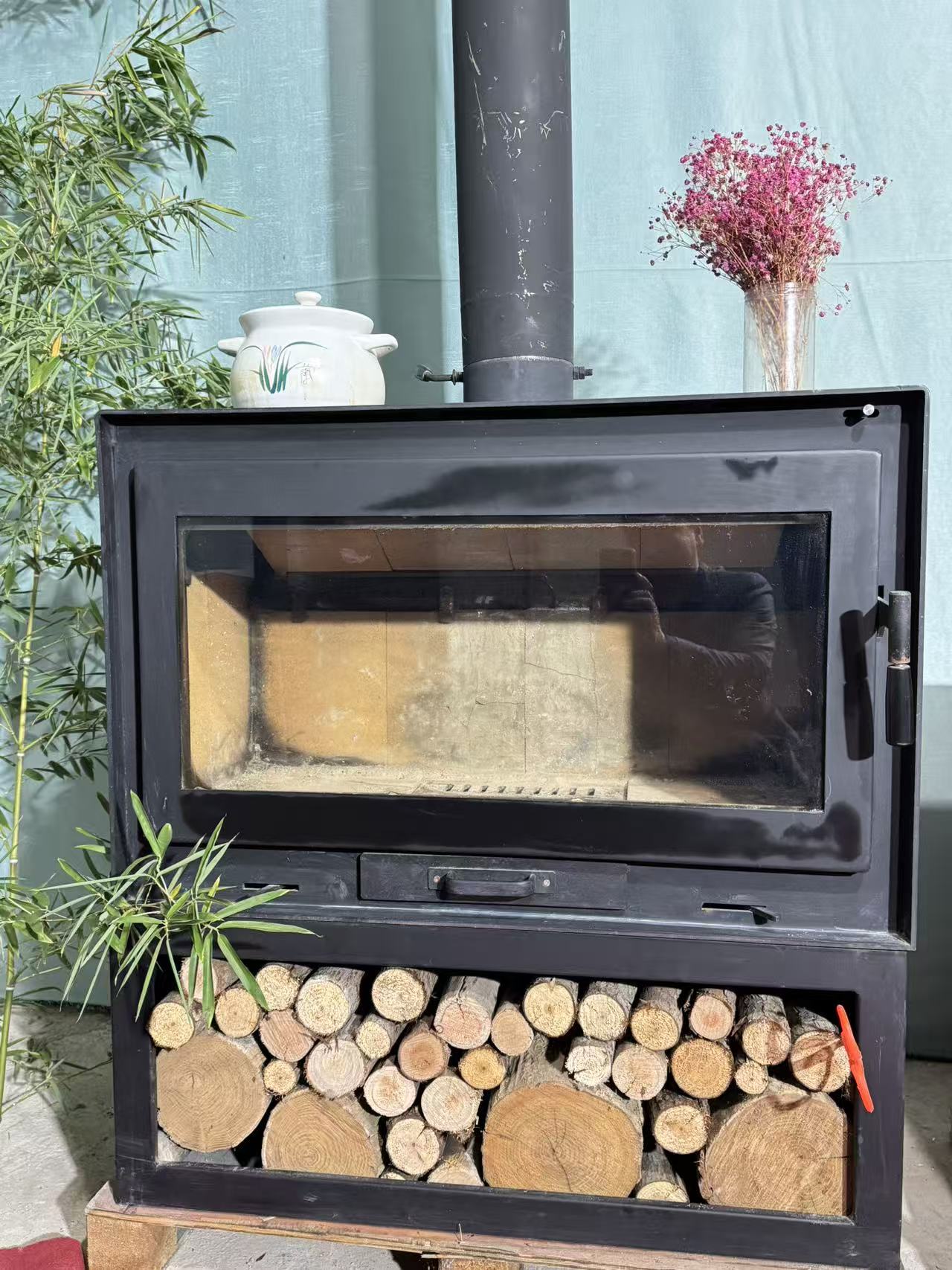 真火燃木壁炉带储木箱90规格