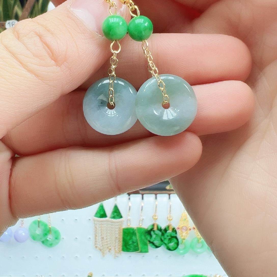 翡翠耳饰银S925镶嵌耳饰