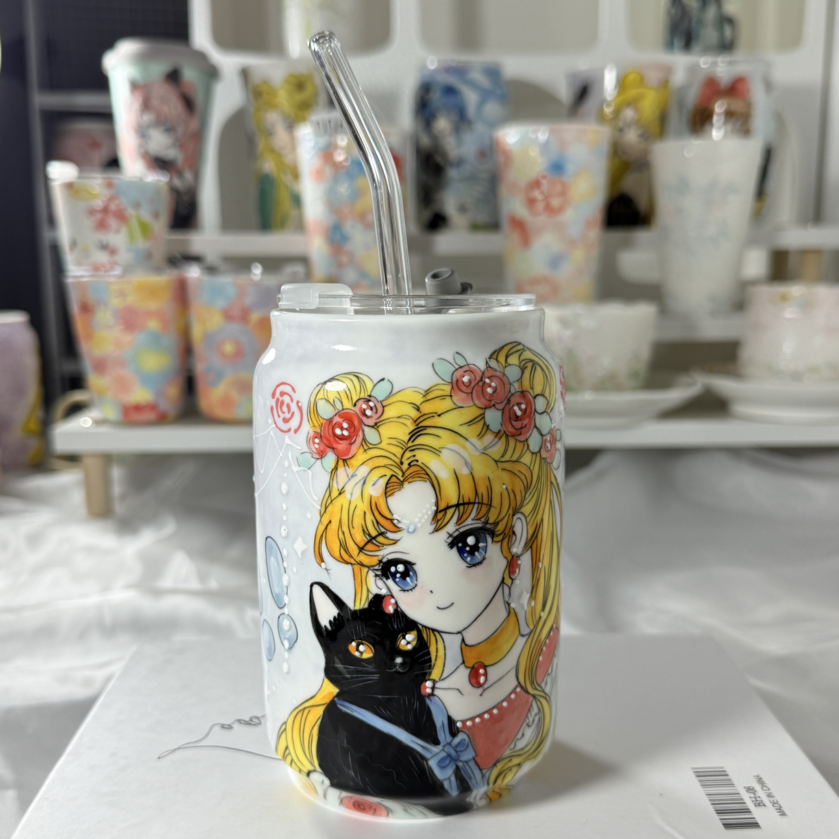 景德镇手绘美少女随行杯情侣