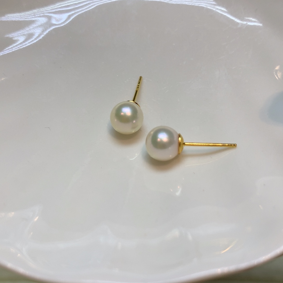 海水珍珠耳饰银S925镶嵌