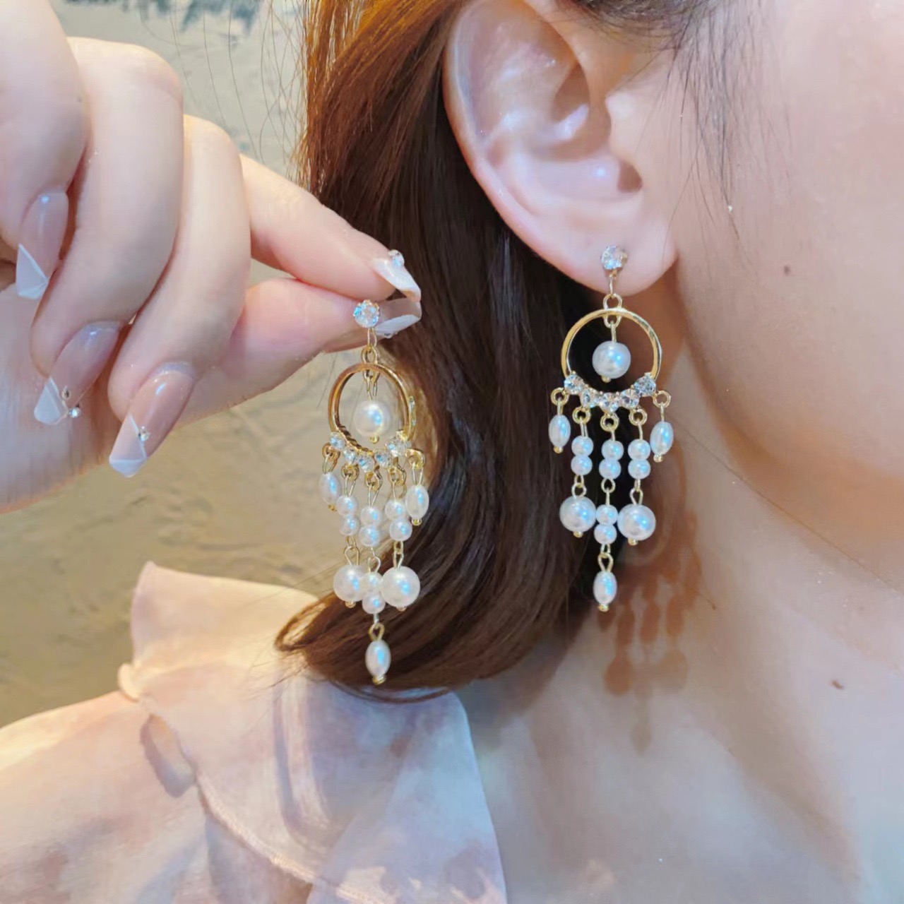 合金亚克力耳饰 气质轻奢时尚百搭复古古风法式长款小众欧美A302