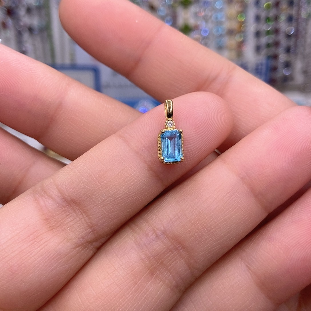 银S925镶嵌吊坠(不含链)托帕石