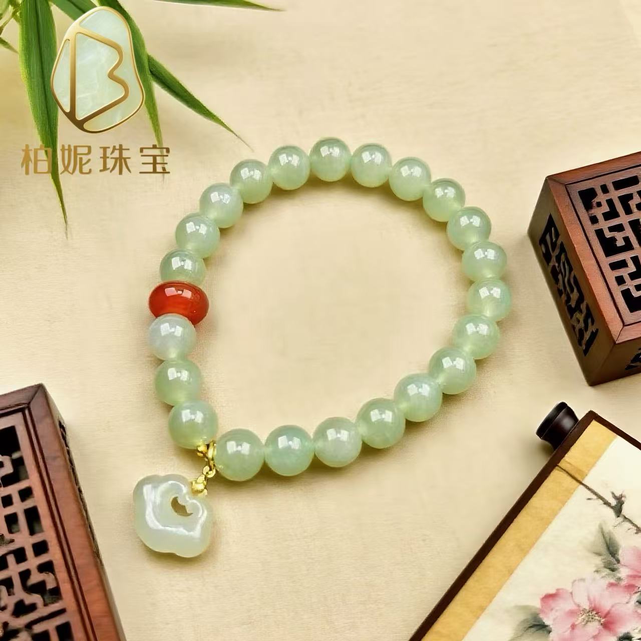 天然和田玉手串祥云吊坠简约百搭手串-1004