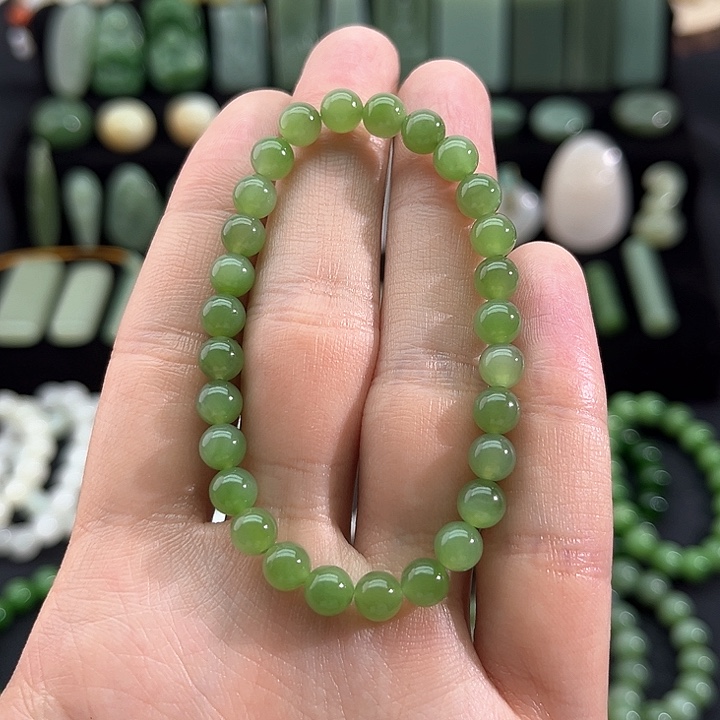 和田玉颈饰未镶嵌碧玉-6mm手串