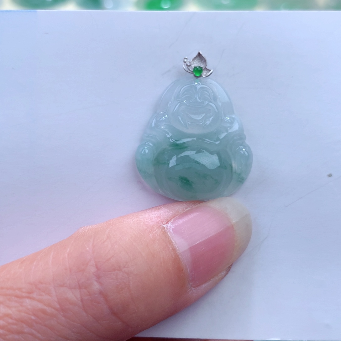 翡翠吊坠(不含链)18K金镶嵌