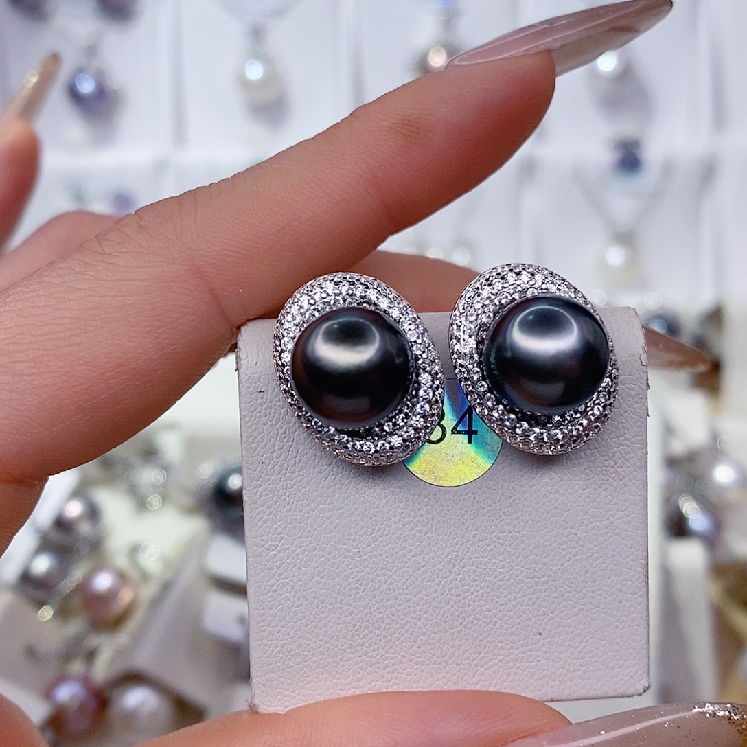 瞌***猫耳饰海水珍珠银S925镶嵌